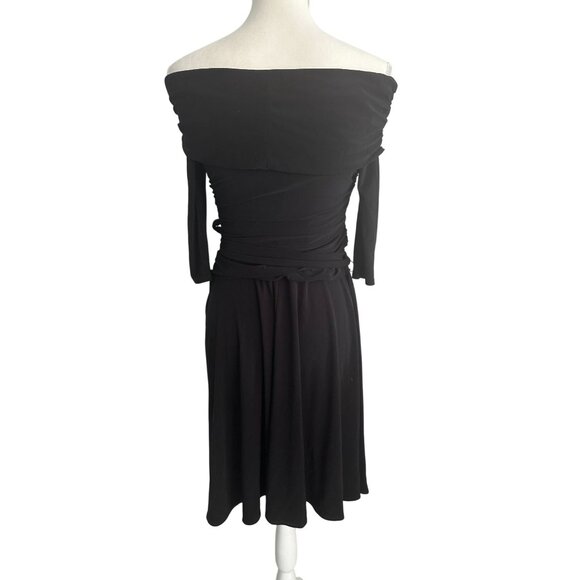 LAUNDRY Shelli Segal Black Off Shoulder Dress Size 2 - Picture 8 of 8